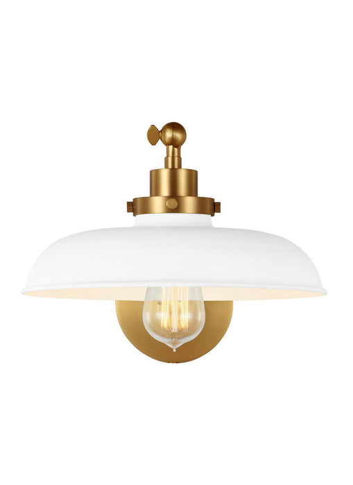 Visual Comfort Studio CW1141MWTBBS One Light Wall Sconce, Matte White and Burnished Brass