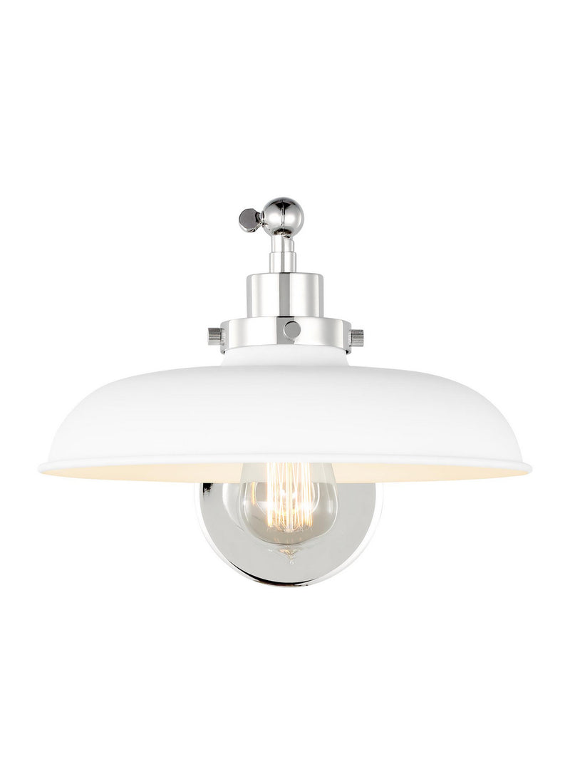 Visual Comfort Studio CW1141MWTPN One Light Wall Sconce, Matte White and Polished Nickel