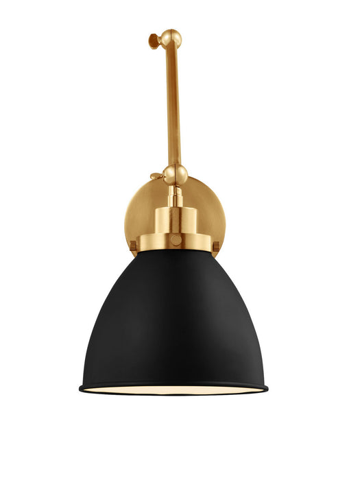 Visual Comfort Studio CW1161MBKBBS One Light Wall Sconce, Midnight Black and Burnished Brass