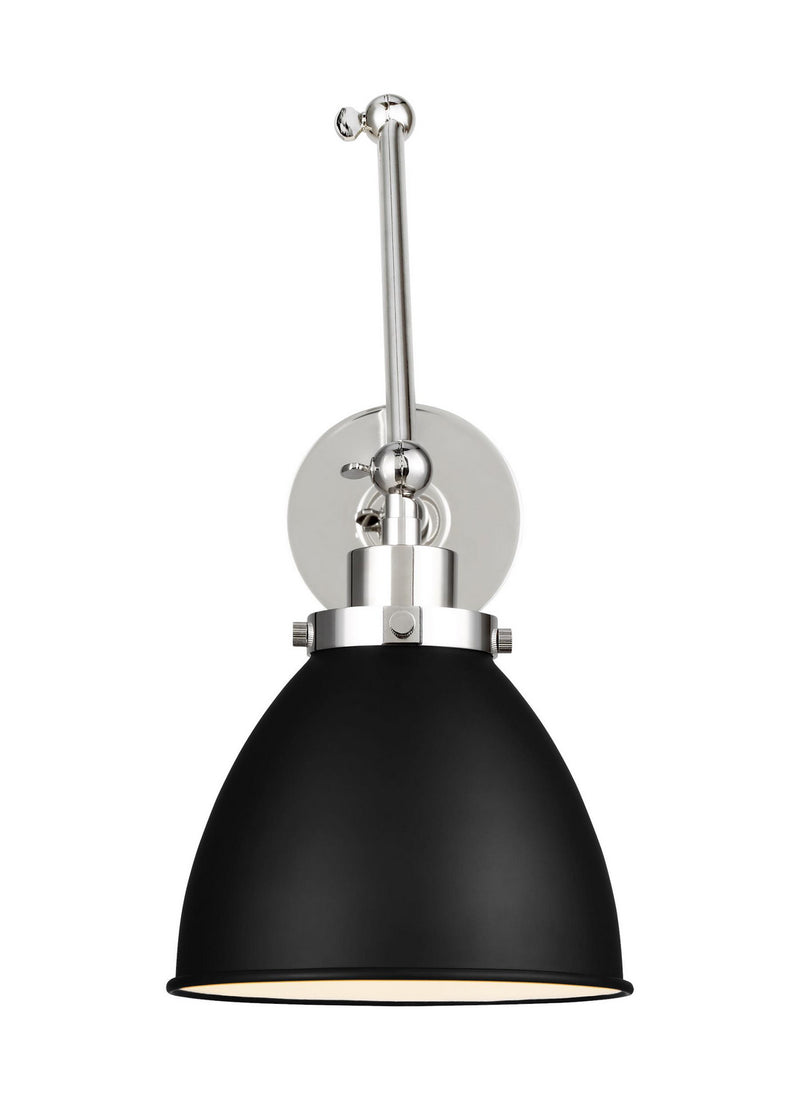 Visual Comfort Studio CW1161MBKPN One Light Wall Sconce, Midnight Black and Polished Nickel