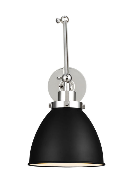 Visual Comfort Studio CW1161MBKPN One Light Wall Sconce, Midnight Black and Polished Nickel