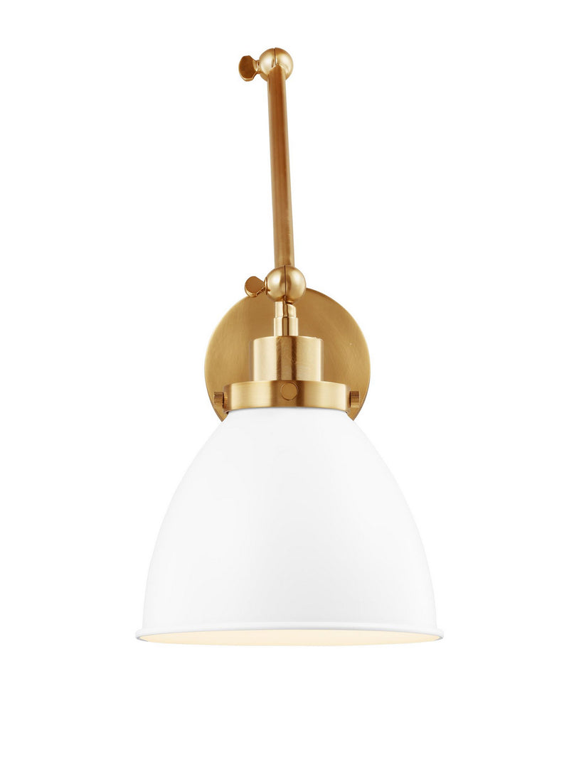 Visual Comfort Studio CW1161MWTBBS One Light Wall Sconce, Matte White and Burnished Brass