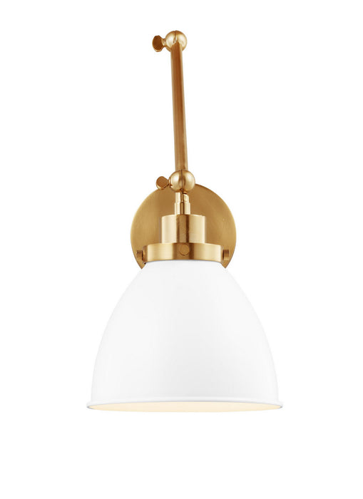 Visual Comfort Studio CW1161MWTBBS One Light Wall Sconce, Matte White and Burnished Brass