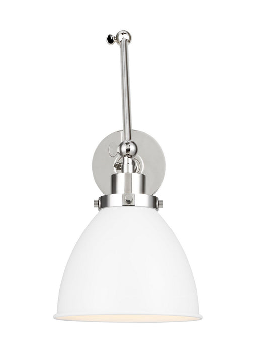 Visual Comfort Studio CW1161MWTPN One Light Wall Sconce, Matte White and Polished Nickel
