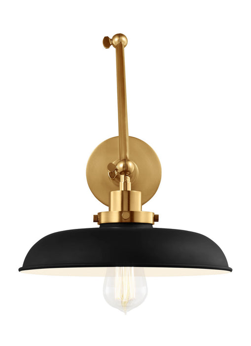 Visual Comfort Studio CW1171MBKBBS One Light Wall Sconce, Midnight Black and Burnished Brass