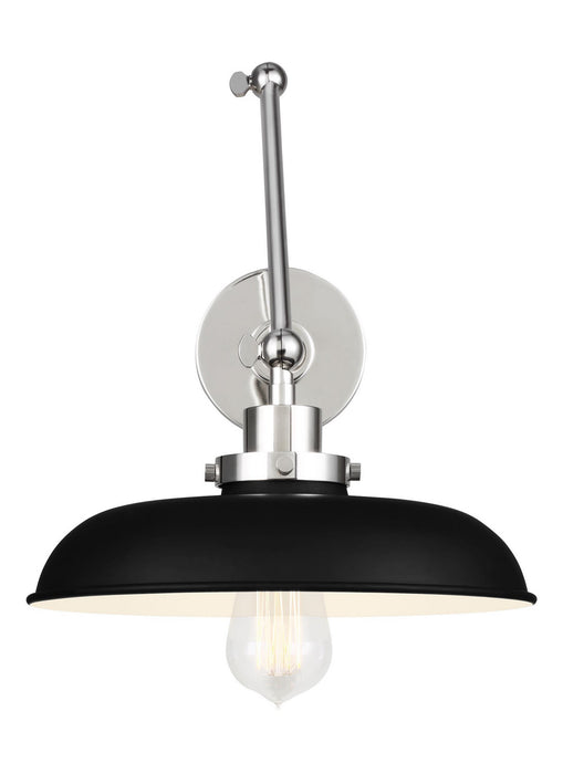 Visual Comfort Studio CW1171MBKPN One Light Wall Sconce, Midnight Black and Polished Nickel