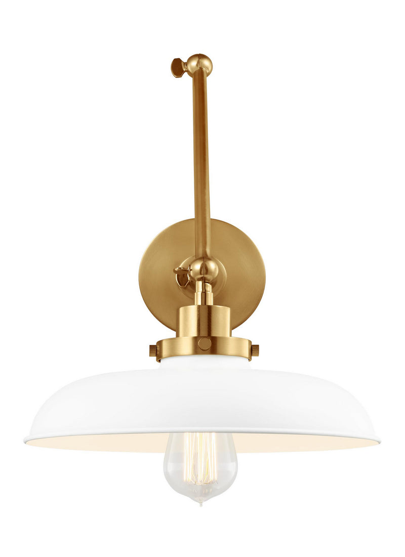 Visual Comfort Studio CW1171MWTBBS One Light Wall Sconce, Matte White and Burnished Brass