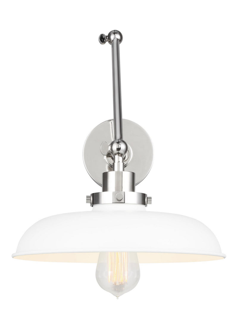 Visual Comfort Studio CW1171MWTPN One Light Wall Sconce, Matte White and Polished Nickel