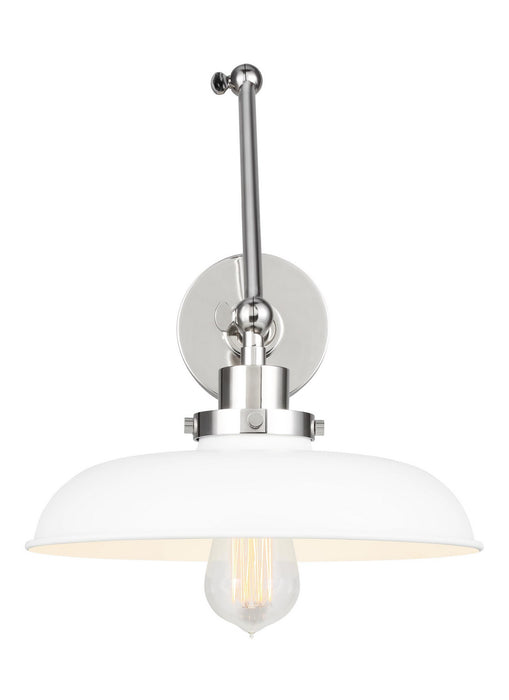 Visual Comfort Studio CW1171MWTPN One Light Wall Sconce, Matte White and Polished Nickel