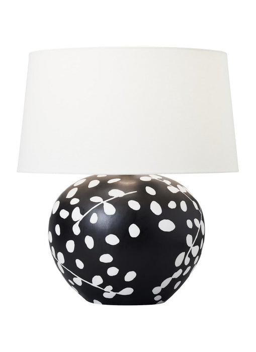 Visual Comfort Studio HT1011WLBL1 One Light Table Lamp, White Leather W Black Leather