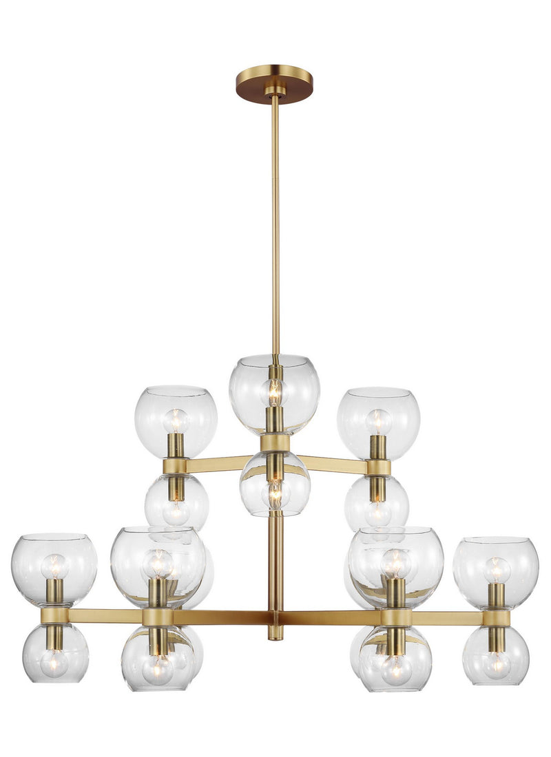 Visual Comfort Studio KSC10018BBSCG 18 Light Chandelier, Burnished Brass with Clear Glass