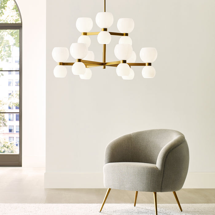 Visual Comfort Studio KSC10018BBSMG 18 Light Chandelier, Burnished Brass with Milk White Glass