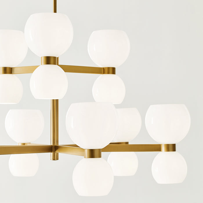 Visual Comfort Studio KSC10018BBSMG 18 Light Chandelier, Burnished Brass with Milk White Glass