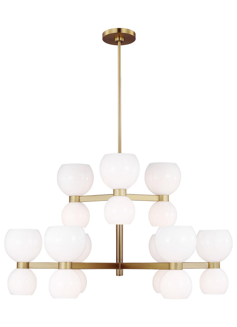 Visual Comfort Studio KSC10018BBSMG 18 Light Chandelier, Burnished Brass with Milk White Glass