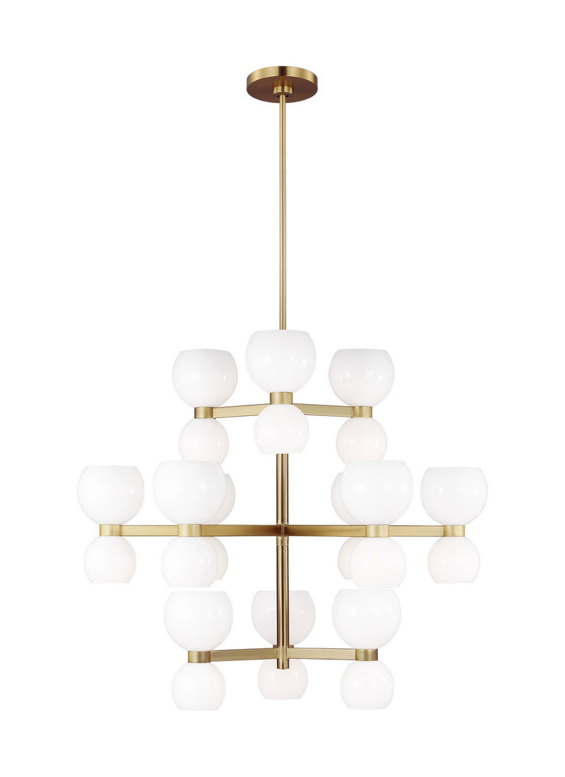 Visual Comfort Studio KSC10124BBSMG 24 Light Chandelier, Burnished Brass with Milk White Glass
