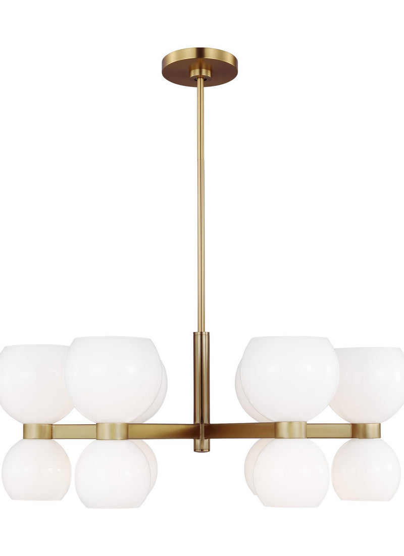 Visual Comfort Studio KSC10212BBSMG 12 Light Chandelier, Burnished Brass with Milk White Glass