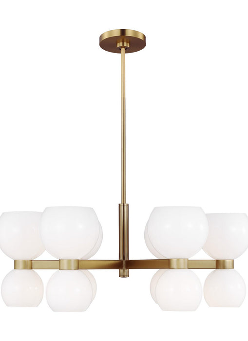 Visual Comfort Studio KSC10212BBSMG 12 Light Chandelier, Burnished Brass with Milk White Glass