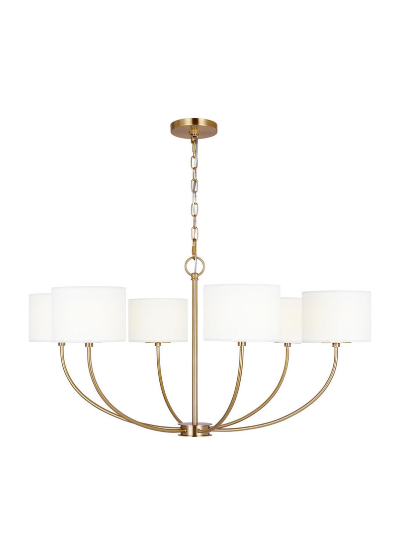 Visual Comfort Studio KSC1046BBS Six Light Chandelier, Burnished Brass
