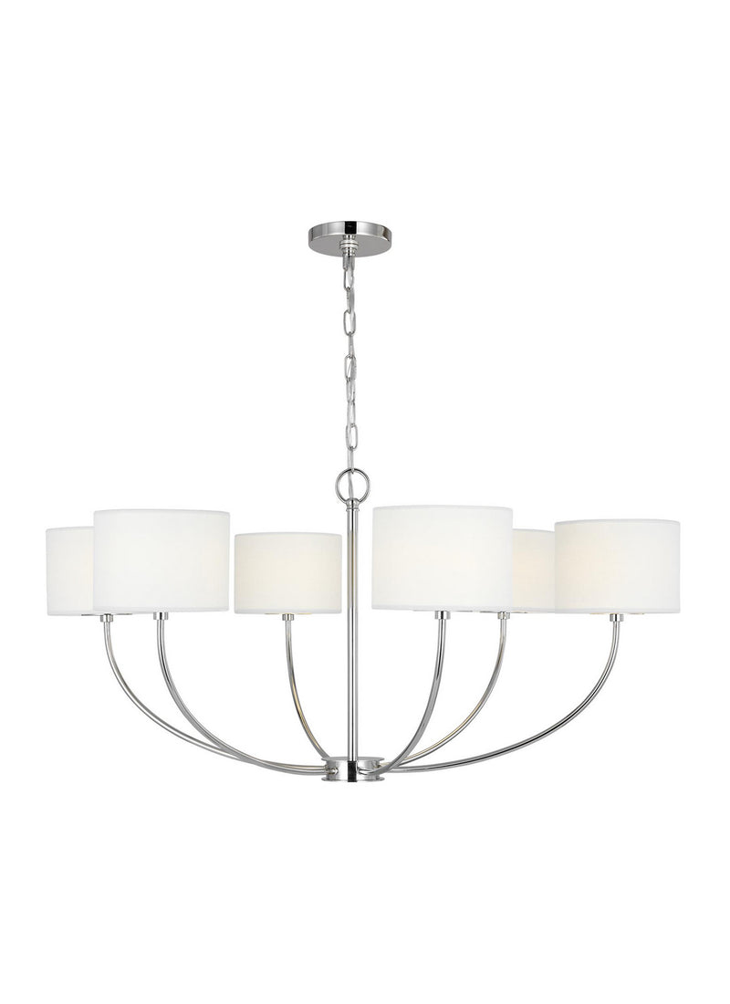 Visual Comfort Studio KSC1046PN Six Light Chandelier, Polished Nickel