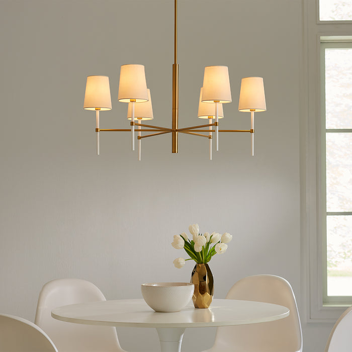 Visual Comfort Studio KSC1086BBSGW Six Light Chandelier, Burnished Brass