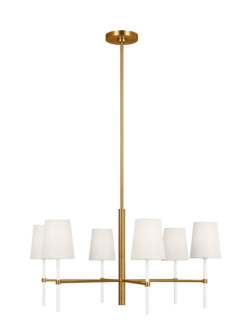 Visual Comfort Studio KSC1086BBSGW Six Light Chandelier, Burnished Brass
