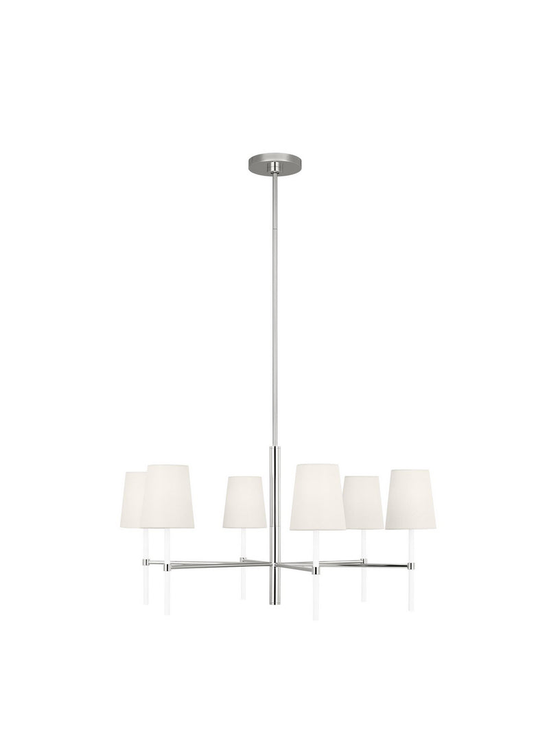 Visual Comfort Studio KSC1086PNGW Six Light Chandelier, Polished Nickel