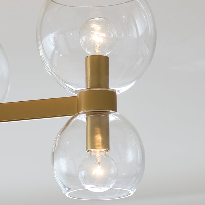 Visual Comfort Studio KSF1036BBSCG Six Light Semi Flush Mount, Burnished Brass with Clear Glass