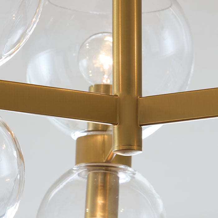 Visual Comfort Studio KSF1036BBSCG Six Light Semi Flush Mount, Burnished Brass with Clear Glass
