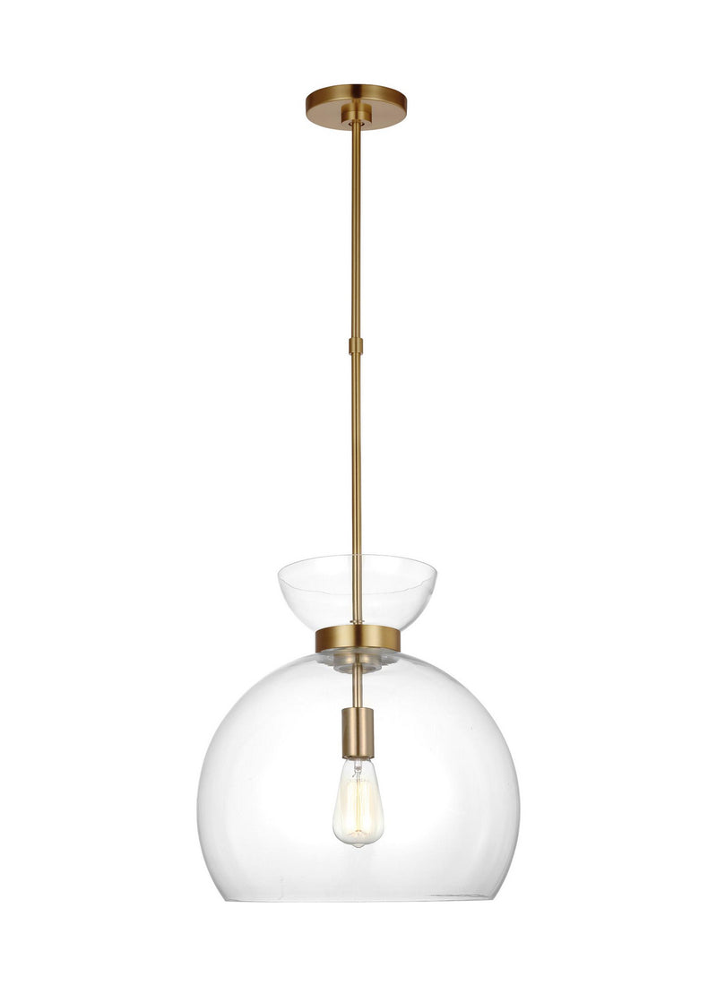 Visual Comfort Studio KSP1021BBSCG One Light Pendant, Burnished Brass with Clear Glass