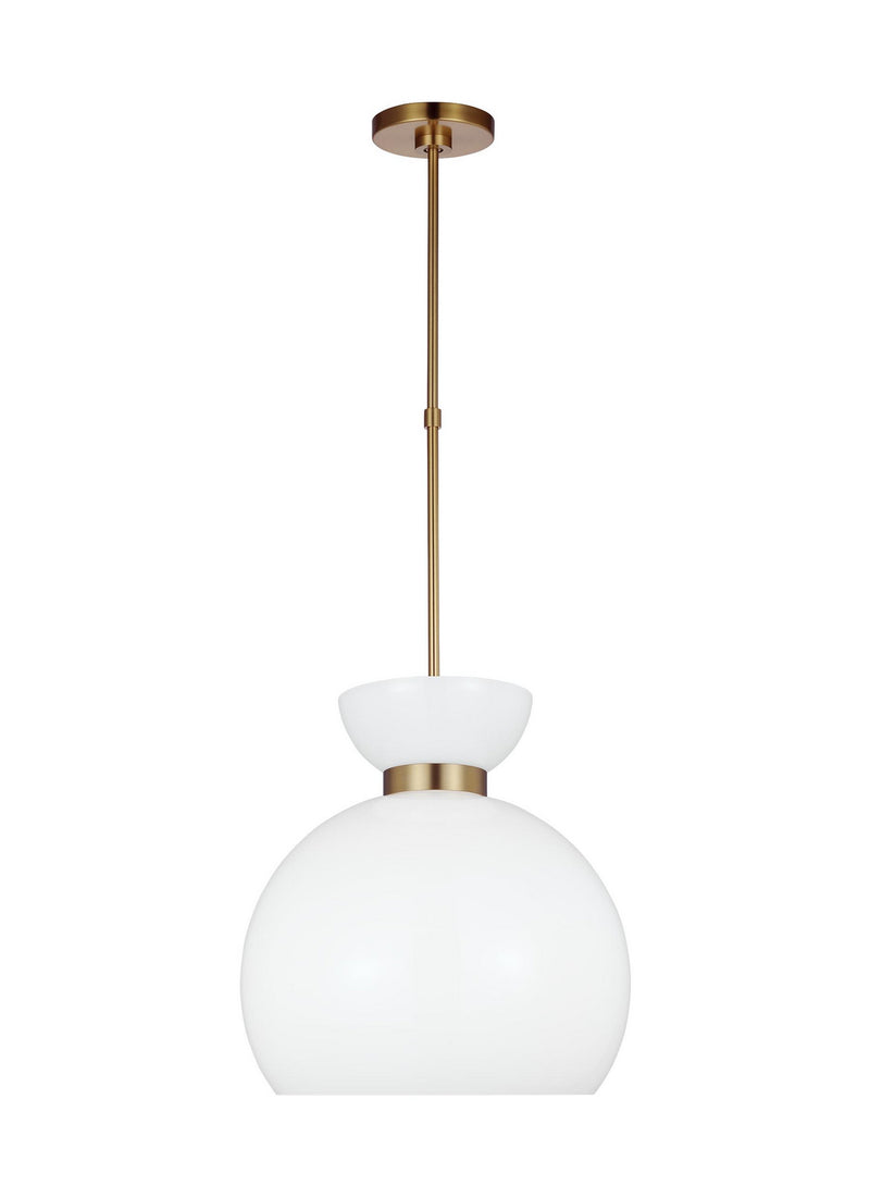 Visual Comfort Studio KSP1021BBSMG One Light Pendant, Burnished Brass with Milk White Glass