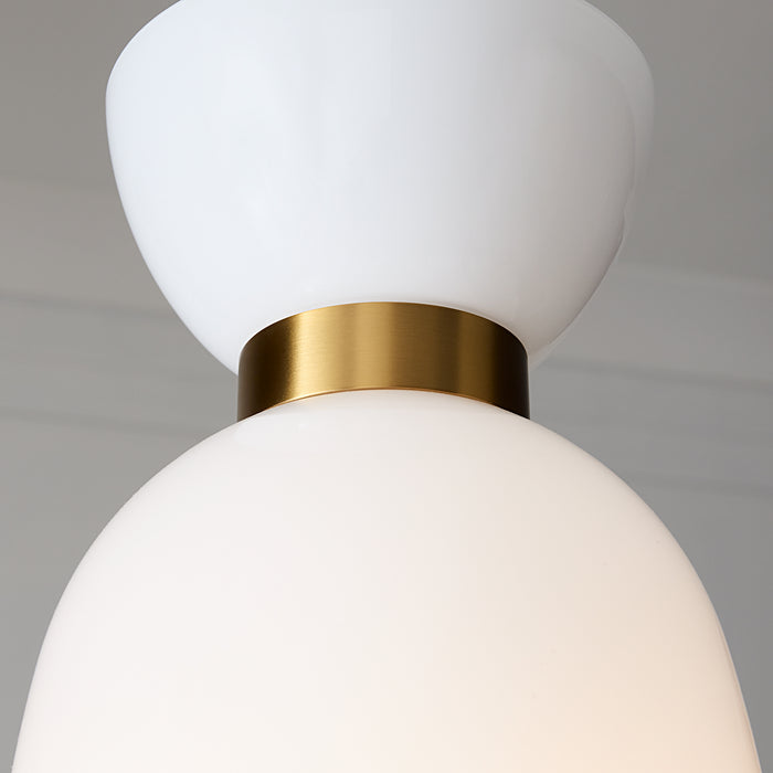 Visual Comfort Studio KSP1031BBSMG One Light Pendant, Burnished Brass with Milk White Glass