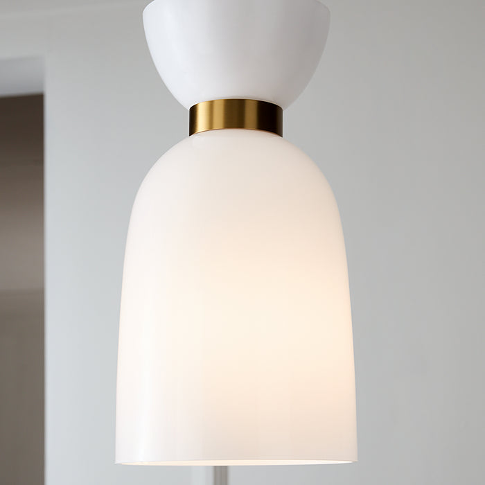 Visual Comfort Studio KSP1031BBSMG One Light Pendant, Burnished Brass with Milk White Glass