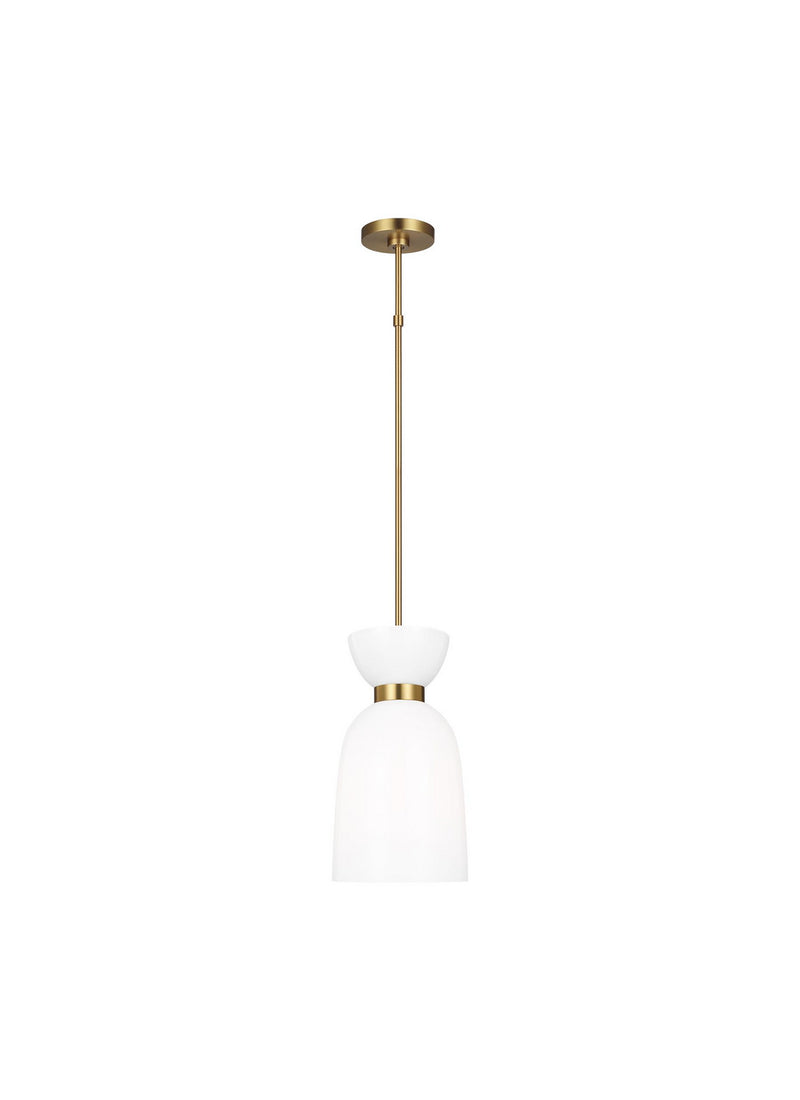 Visual Comfort Studio KSP1031BBSMG One Light Pendant, Burnished Brass with Milk White Glass