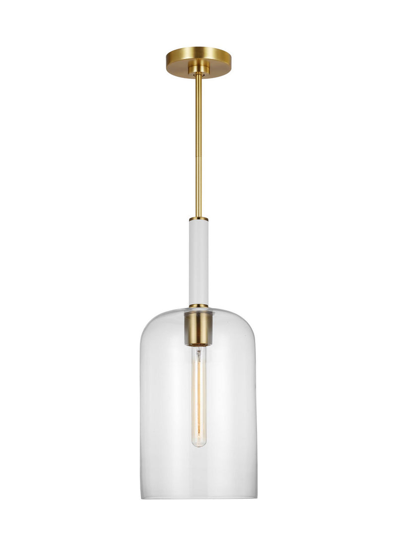 Visual Comfort Studio KSP1051BBSGW One Light Pendant, Burnished Brass