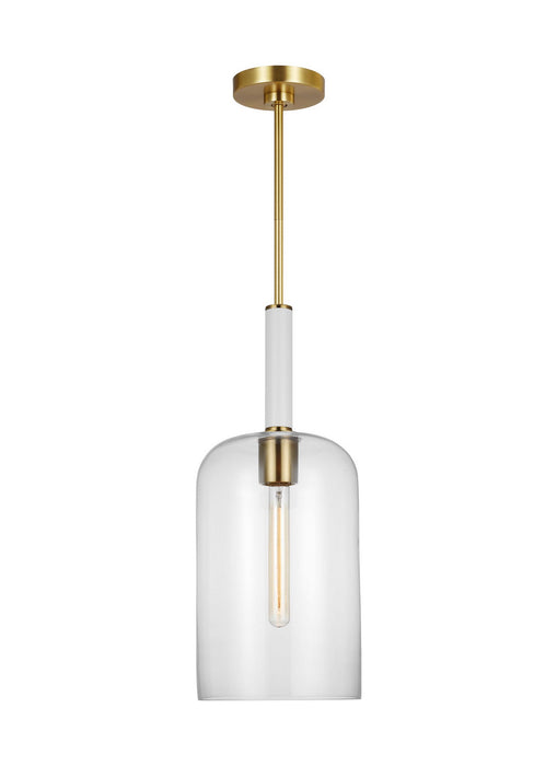 Visual Comfort Studio KSP1051BBSGW One Light Pendant, Burnished Brass