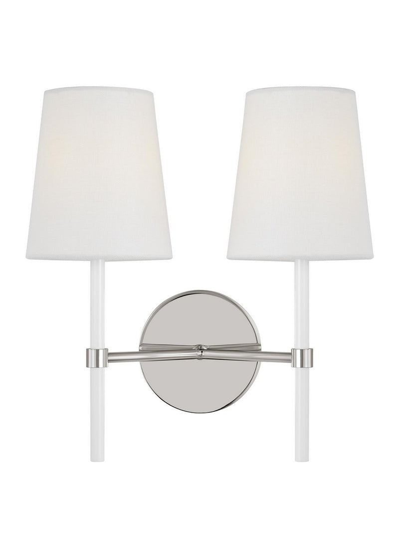 Visual Comfort Studio KSW1102PNGW Two Light Wall Sconce, Polished Nickel