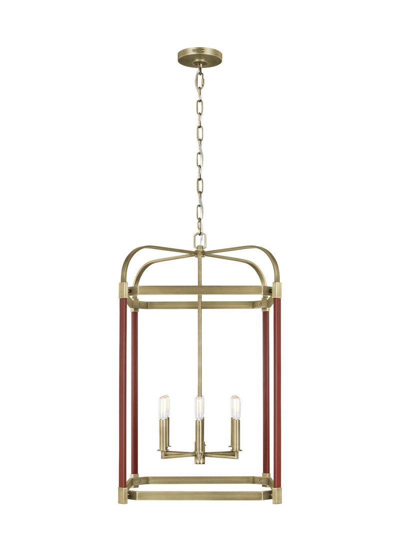 Visual Comfort Studio LC1156TWB Six Light Lantern, Time Worn Brass