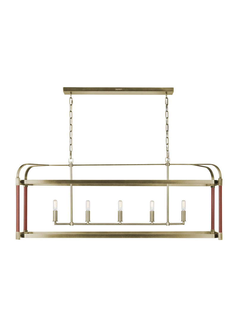 Visual Comfort Studio LC1165TWB Five Light Chandelier, Time Worn Brass