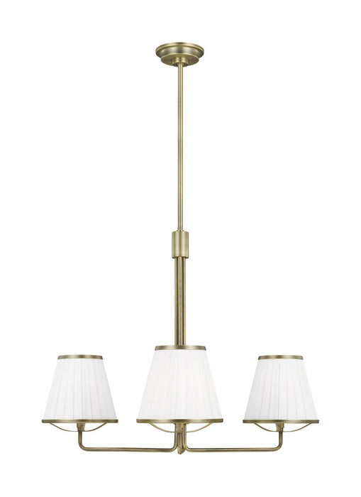 Visual Comfort Studio LC1173TWB Three Light Chandelier, Time Worn Brass