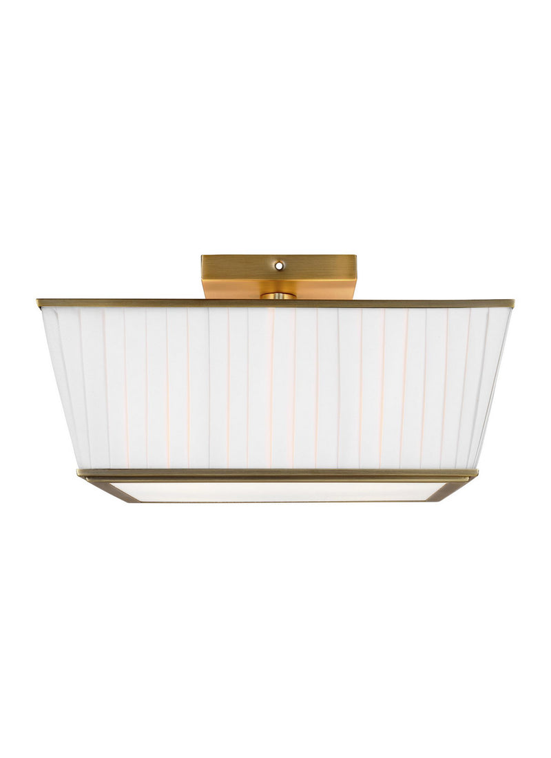 Visual Comfort Studio LF1044TWB Four Light Flush Mount, Time Worn Brass
