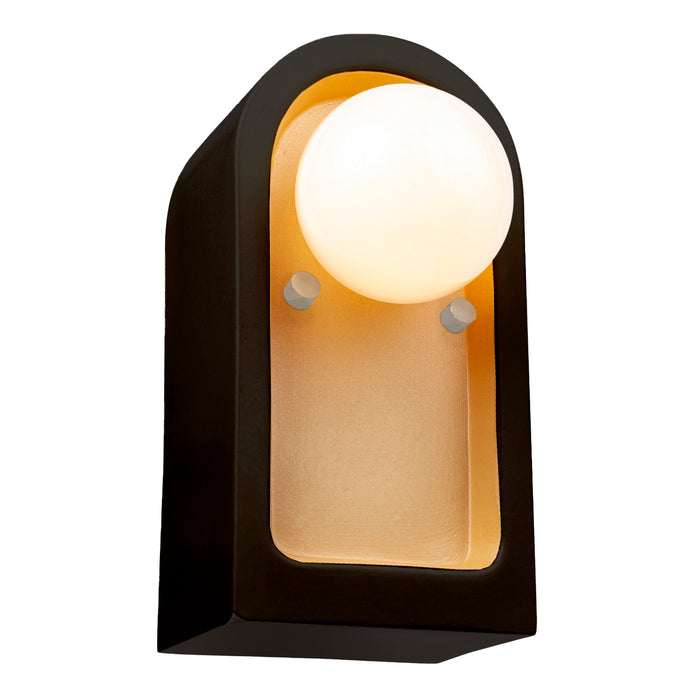 Justice Designs CER-3010-CBGD One Light Wall Sconce, Carbon Matte Black with Champagne Gold internal finish
