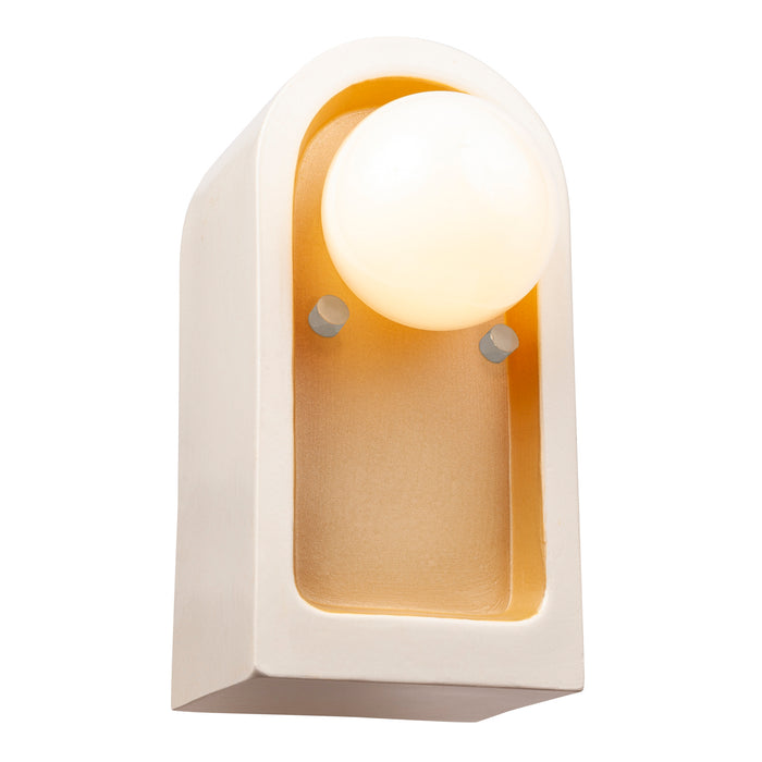 Justice Designs CER-3010-MTGD One Light Wall Sconce, Matte White with Champagne Gold internal finish