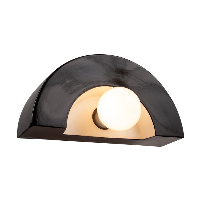 Justice Designs CER-3020-BKMT One Light Wall Sconce, Gloss Black with Matte White internal finish
