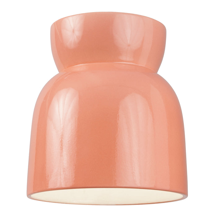 Justice Designs CER-6190-BSH One Light Flush-Mount, Gloss Blush