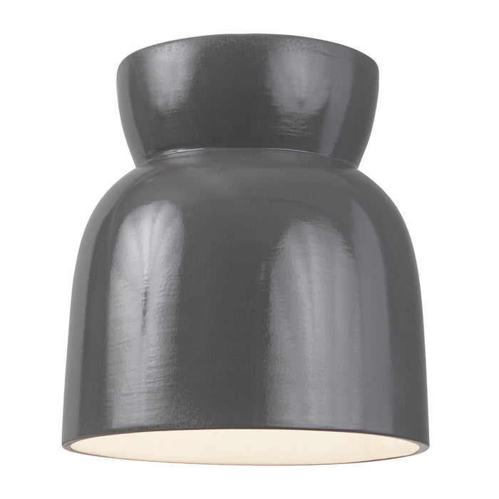 Justice Designs CER-6190-GRY One Light Flush-Mount, Gloss Grey
