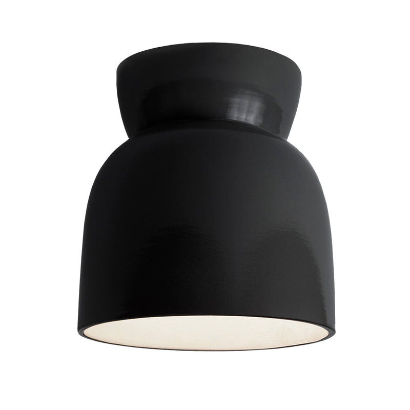 Justice Designs CER-6190W-BLK One Light Flush-Mount, Gloss Black
