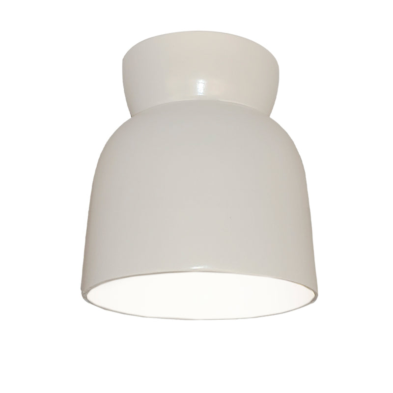 Justice Designs CER-6190-WHT One Light Flush-Mount, Gloss White
