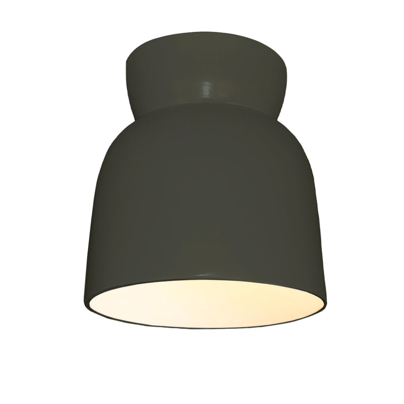 Justice Designs CER-6190W-PWGN One Light Flush-Mount, Pewter Green