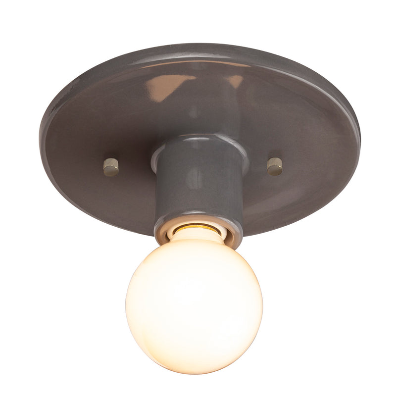 Justice Designs CER-6275-GRY One Light Flush-Mount, Gloss Grey
