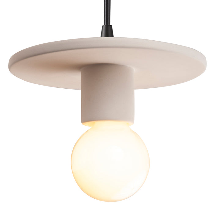 Justice Designs CER-6320-BIS-MBLK-BKCD One Light Pendant, Bisque